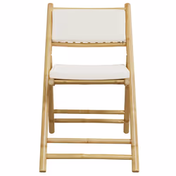 vidaXL Folding Bistro Set 5 Piece with Cushions Bar Set Table and Chair Bamboo - cream white - Additional view 4