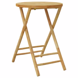 vidaXL Folding Bistro Set 3 Piece with Cushions Bar Set Table and Chair Bamboo - cream white, 55 x 75 cm - Additional view 6