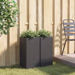 vidaXL Garden Planters Outdoor Flower Pot Planter Pot 2 pcs Black Poly Rattan - Additional view 2