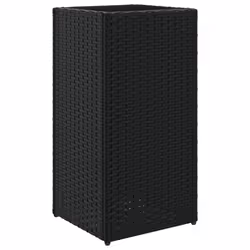 vidaXL Garden Planters Outdoor Flower Pot Planter Pot 2 pcs Black Poly Rattan - Additional view 4