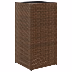 vidaXL Garden Planters Outdoor Flower Pot Planter Pot 2 pcs Brown Poly Rattan - Additional view 4