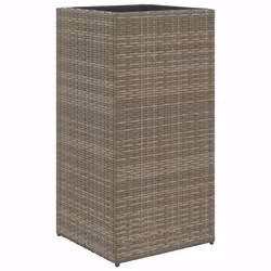 vidaXL Garden Planters Outdoor Flower Pot Planter Pot 2 pcs Grey Poly Rattan - Additional view 4