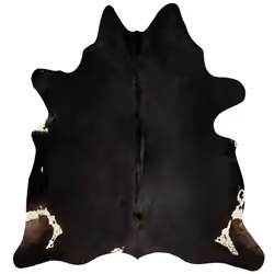 vidaXL Real Cowhide Rug Area Rug Cowhide Carpet Bedroom Mat Home Accent Rug - black - Additional view 4