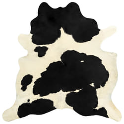 vidaXL Real Cowhide Rug Area Rug Cowhide Carpet Bedroom Mat Home Accent Rug - black and white