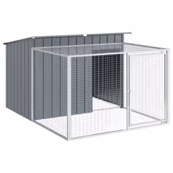 vidaXL Dog House with Run Dog Kennel Dog Crate Anthracite Galvanised Steel