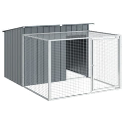 vidaXL Dog House with Run Dog Kennel Dog Crate Anthracite Galvanised Steel