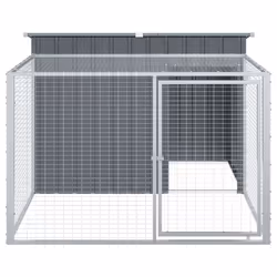 vidaXL Dog House with Run Dog Kennel Dog Crate Anthracite Galvanised Steel - Additional view 5