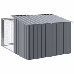 vidaXL Dog House with Run Dog Kennel Dog Crate Anthracite Galvanised Steel - Additional view 7