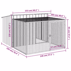 vidaXL Dog House with Run Dog Kennel Dog Crate Anthracite Galvanised Steel - Additional view 9