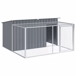 vidaXL Dog House with Run Dog Kennel Dog Crate Anthracite Galvanised Steel