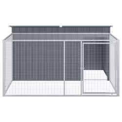 vidaXL Dog House with Run Dog Kennel Dog Crate Anthracite Galvanised Steel - Additional view 4