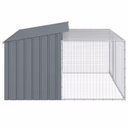 vidaXL Dog House with Run Dog Kennel Dog Crate Anthracite Galvanised Steel - Additional view 5