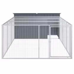 vidaXL Dog House with Run Dog Kennel Dog Crate Anthracite Galvanised Steel - Additional view 4