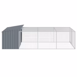 vidaXL Dog House with Run Dog Kennel Dog Crate Anthracite Galvanised Steel - Additional view 5