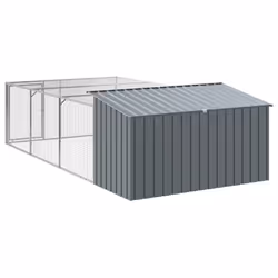 vidaXL Dog House with Run Dog Kennel Dog Crate Anthracite Galvanised Steel - Additional view 6