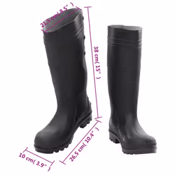 vidaXL Rain Boots Waterproof Wellies Outdoor Garden Shoes Black Size 39 PVC - Additional view 3