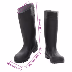vidaXL Rain Boots Waterproof Wellies Outdoor Garden Shoes Black Size 40 PVC - Additional view 8