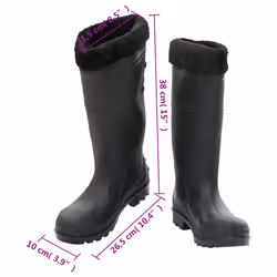 vidaXL Rian Boots with Removable Socks Waterproof Wellies Black Size 39 PVC - Additional view 3