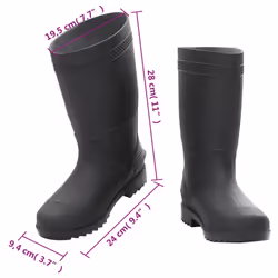vidaXL Rain Boots Waterproof Wellies Outdoor Garden Shoes Black Size 46 PVC - 38 - Additional view 8