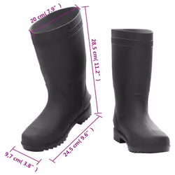 vidaXL Rain Boots Waterproof Wellies Outdoor Garden Shoes Black Size 46 PVC - 39 - Additional view 3