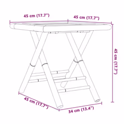 vidaXL Folding Garden Table Foldable Outdoor Table Patio Dining Table Bamboo - 45 x 45 x 45 cm