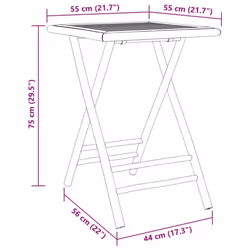 vidaXL Folding Garden Table Foldable Outdoor Table Patio Dining Table Bamboo - 55 x 55 75 cm