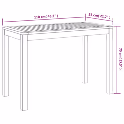 vidaXL Garden Table Balcony Outdoor Table Dinning Table Solid Acacia Wood - 110 x 55 x 75 cm - Additional view 3