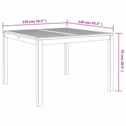 vidaXL Garden Table Balcony Outdoor Table Dinning Table Solid Acacia Wood - 110 x 110 x 75 cm - Additional view 3