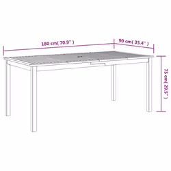 vidaXL Garden Table Balcony Outdoor Table Dinning Table Solid Acacia Wood - 180 x 90 x 75 cm - Additional view 3