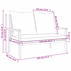 VidaXL 366379 outdoor bench Acacia wood, Fabric, Polyester - Additional view 8