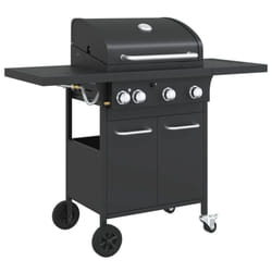 vidaXL Gas BBQ Grill with 4 Burners Gas Barbecue Black Powder-coated Steel