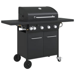 vidaXL Gas BBQ Grill with 5 Burners Gas Barbecue Black Powder-coated Steel