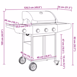vidaXL Gas BBQ Grill with 4 Burners Gas Barbecue Grill Silver Stainless Steel