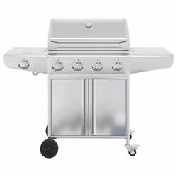 vidaXL Gas BBQ Grill with 5 Burners Gas Barbecue Grill Silver Stainless Steel