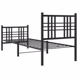 vidaXL Metal Bed Frame with Headboard Home Bed Base Bedstead Black 100x200 cm - black, 80x200 cm/with headboard & footboard - Additional view 5