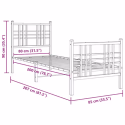 vidaXL Metal Bed Frame with Headboard Home Bed Base Bedstead Black 100x200 cm - black, 80x200 cm/with headboard & footboard - Additional view 7