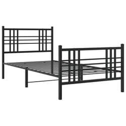 vidaXL Metal Bed Frame with Headboard Home Bed Base Bedstead Black 100x200 cm - black, 100x190 cm/with headboard & footboard