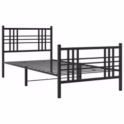 vidaXL Metal Bed Frame with Headboard Home Bed Base Bedstead Black 100x200 cm - black, 107x203 cm/with headboard & footboard