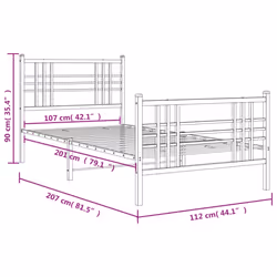 vidaXL Metal Bed Frame with Headboard Home Bed Base Bedstead Black 100x200 cm - black, 107x203 cm/with headboard & footboard