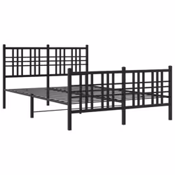 vidaXL Metal Bed Frame with Headboard Home Bed Base Bedstead Black 100x200 cm - black, 120x200 cm/with headboard & footboard