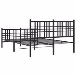 vidaXL Metal Bed Frame with Headboard Home Bed Base Bedstead Black 100x200 cm - black, 135x190 cm/with headboard & footboard - Additional view 5