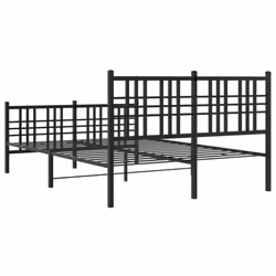 vidaXL Metal Bed Frame with Headboard Home Bed Base Bedstead Black 100x200 cm - black, 140x190 cm/with headboard & footboard - Additional view 5