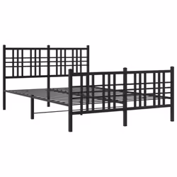 vidaXL Metal Bed Frame with Headboard Home Bed Base Bedstead Black 100x200 cm - black, 140x200 cm/with headboard & footboard