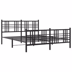 vidaXL Metal Bed Frame with Headboard Home Bed Base Bedstead Black 100x200 cm - black, 150x200 cm/with headboard & footboard