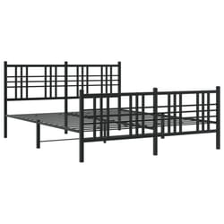 vidaXL Metal Bed Frame with Headboard Home Bed Base Bedstead Black 100x200 cm - black, 150x200 cm/with headboard & footboard