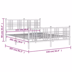 vidaXL Metal Bed Frame with Headboard Home Bed Base Bedstead Black 100x200 cm - black, 150x200 cm/with headboard & footboard