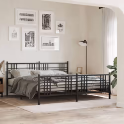 vidaXL Metal Bed Frame with Headboard Home Bed Base Bedstead Black 100x200 cm - black, 183x213 cm/with headboard & footboard - Additional view 2