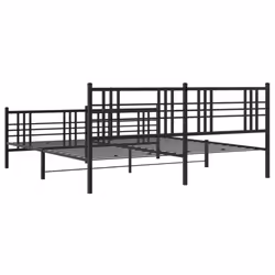 vidaXL Metal Bed Frame with Headboard Home Bed Base Bedstead Black 100x200 cm - black, 183x213 cm/with headboard & footboard - Additional view 5