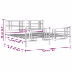 vidaXL Metal Bed Frame with Headboard Home Bed Base Bedstead Black 100x200 cm - black, 183x213 cm/with headboard & footboard - Additional view 7