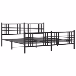 vidaXL Metal Bed Frame with Headboard Home Bed Base Bedstead Black 100x200 cm - black, 193x203 cm/with headboard & footboard